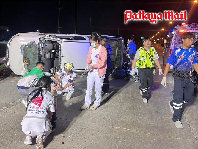 Woman injured after pickup truck overturns on Route 36 near Pattaya